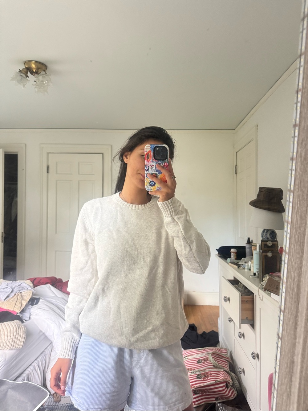 Brandy Melville White Crewneck Knit Sweater